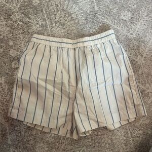 Aritzia Cream and Blue Striped Women Shorts